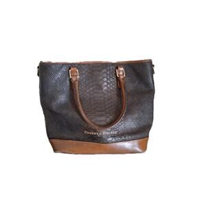 Dooney & Bourke Bourke Claremont Cara Python Print Textured Tote Black Leather